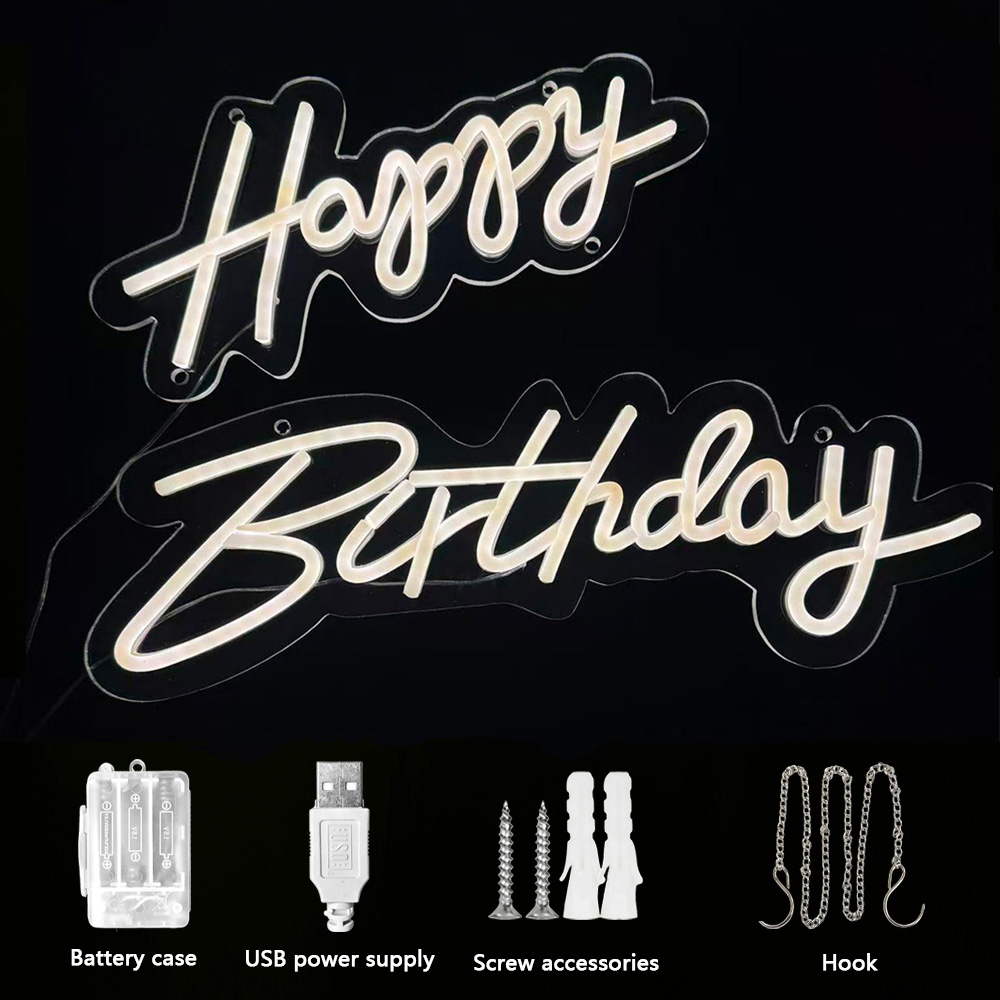 Acrylic Happy Birthday Neon Si - Photography Prompt ulasan dan harga