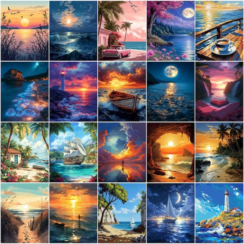 Painting Paints By Numbers sea - Photography Design ulasan dan harga